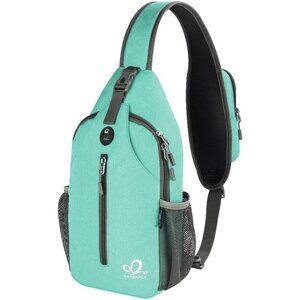 Men Mint Green Crossbody Sling Backpack Sling Bag Travel Hiking Chest Daypack